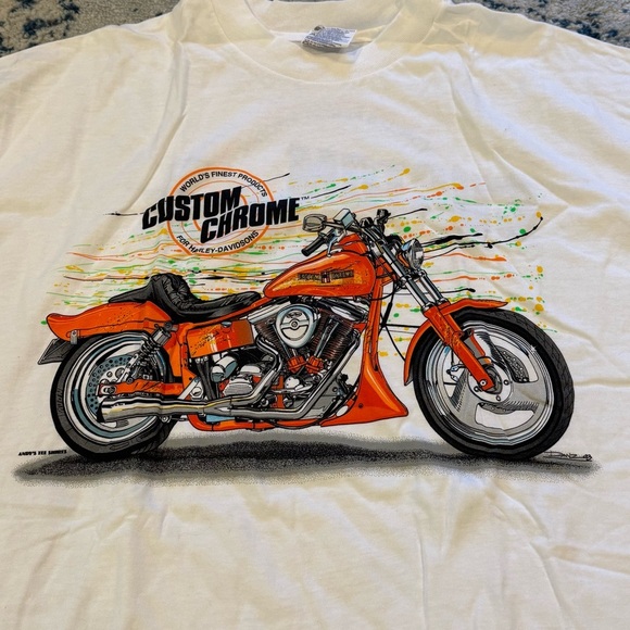 Vintage single stitch 1993 Custom Chrome Motorcycle T shirt X Large Hanes - Picture 2 of 9